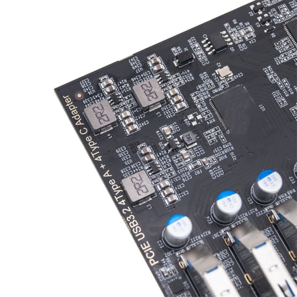 8-porters USB-hub PCIE USB3.2-kort 20 Gbps total båndbredde (4xUSB C+4xUSB )