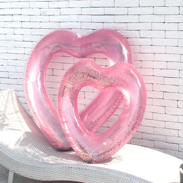 Genomskinlig hjärtformad pool Flytmadrass Sommar Simm Circle Float Vatten Pool Party Uppblåsbar Simring Flytleksaker 120cm