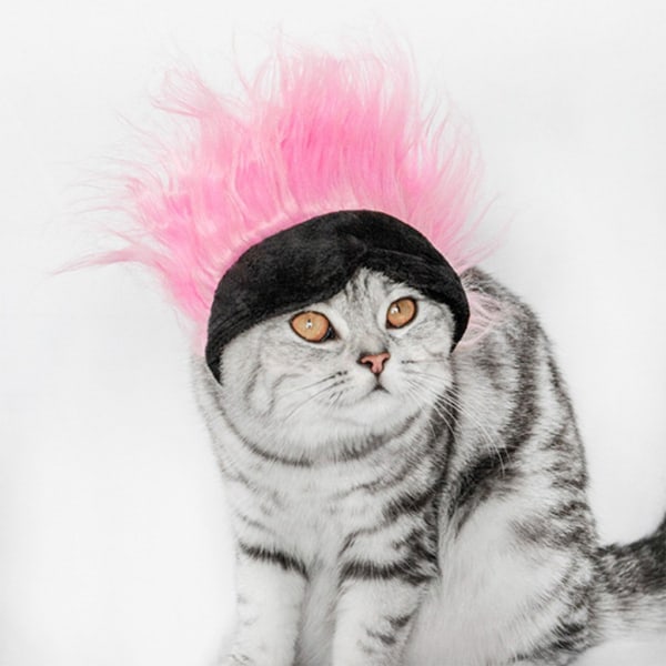 Pet Peruker Hatt Halloween busig Hund Kostym Peruker Hatt Söt Festival Pet Peruker Karnevaler Huvudbonader Cosplay Tillbehör Pink