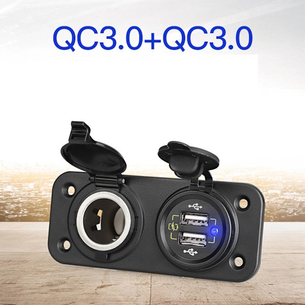 Kaksois-USB-laturi virtalähde pistorasiaan autoon veneeseen matkailuautoon 12-24V USB QC3.0 laturi