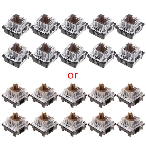 10 stk. 3-pinners mekanisk tastaturbryter brun erstatning for Gateron Cherry MX klonebrytere