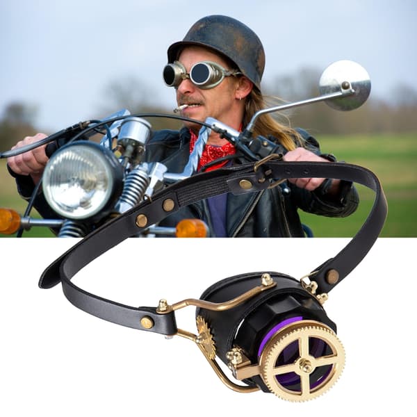 Justerbara Retro Steampunk Motorcykelglasögon för Rollspel och Temafester