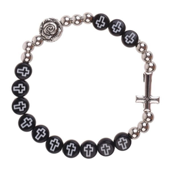 Dampärlor Stretch Rosenkrans Armband med Korsdop Rosenkrans Armring Bön Katolska smycken Män Religiös gåva Style 1