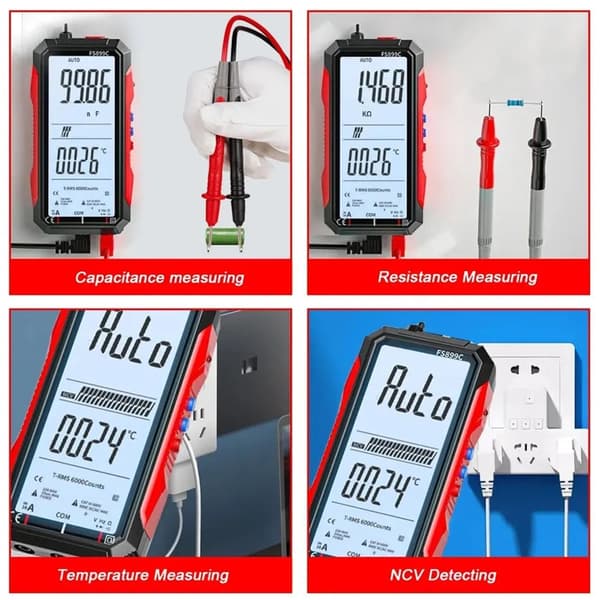 Digitalt multimeter voltmeter med temperaturfunksjon for hjemmereparasjon