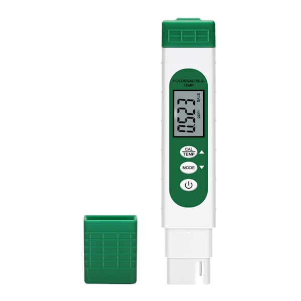 Bärbar TDS-mätare Digital Vattentestare Professionell 5-i-1 TDS Temperatur Salt & S.G/EC Testpenna för Dricksvatten
