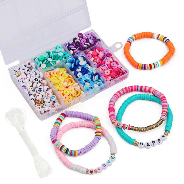 Mjuka keramiska Flake Beads Armband Runda Spacer Beads Lösa pärlor Gör-det-själv-armband Beaded Mjuk keramisk tillbehör Boxed Red