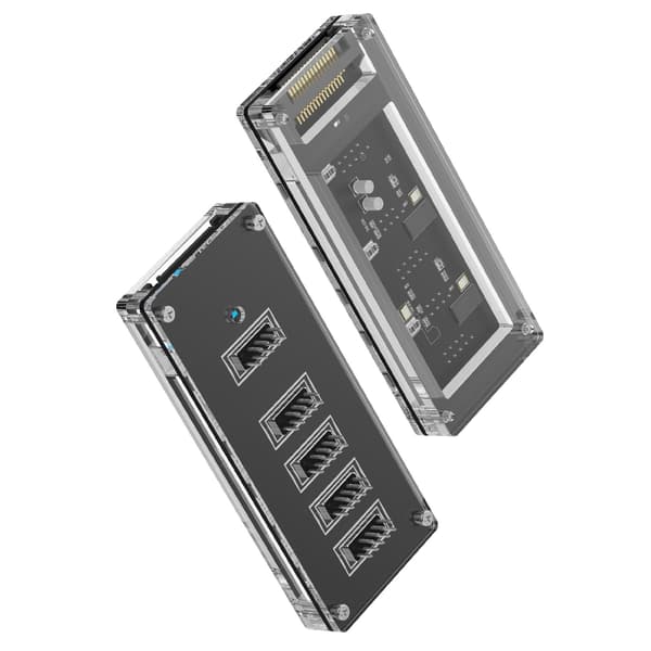 9-pinners USB-header-splitter med SATAs strømkabel, intern USB HUBs-utvidelse