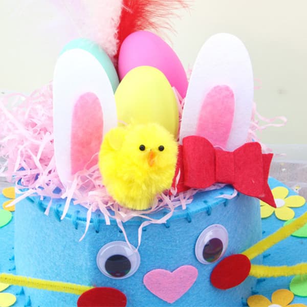 Barn DIY Easter Non Woven Stoff Hat Kit Bunny Egg Material Kit Handgjord Orange
