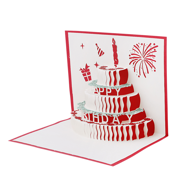 3D för Pop Up-kort Tårta Födelsedagskort Jubileumsgåvor Vykortsinbjudningar Gratulationskort med kuvert för alla tillfällen