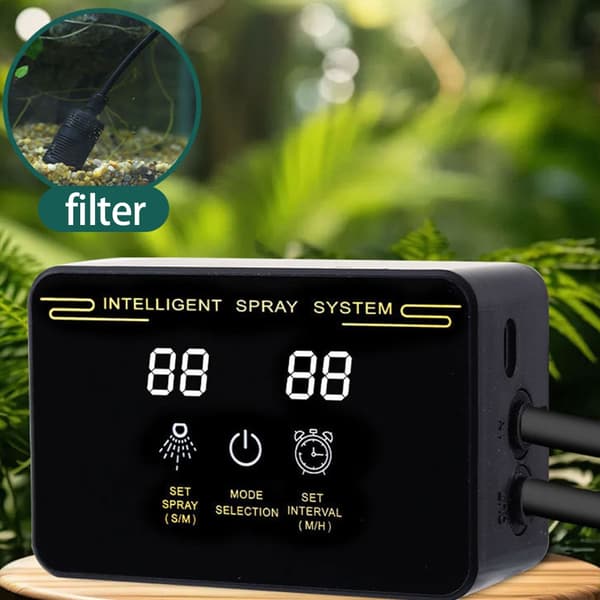 Reptils Dimmsystem Automatisk Luftfuktare för Terrarium med Justerbart Munstycke