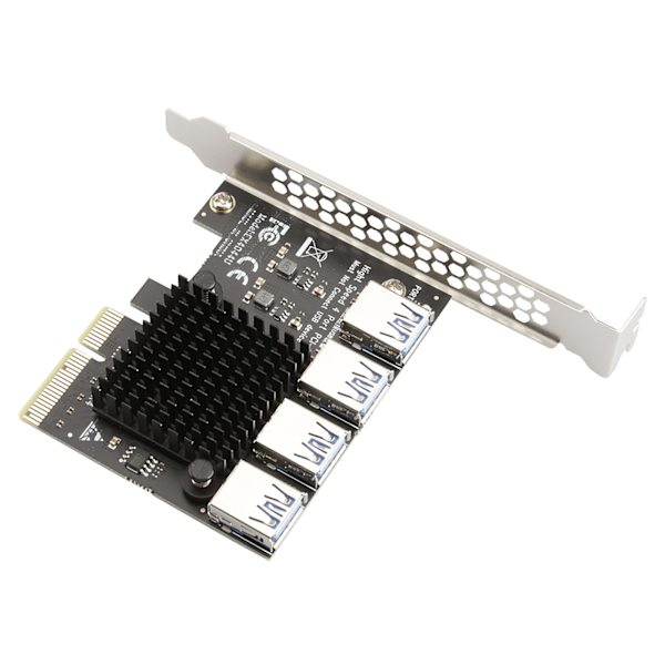 4-Port PCI-E til Express Riser Card 4X USB 3.0 Port Riser til BTC Mining Multiplier Expansion Card Desktop Computer Exte