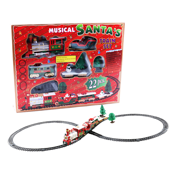 Sett med 22 stk. Klassisk Musikalsk Julenisse for Ekspresslevering Elektrisk Juledamp Togsett 412 cm Lengde Spor Gave til