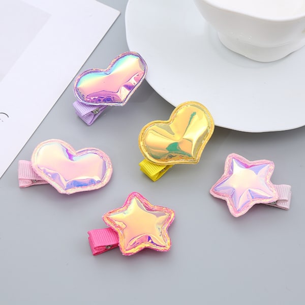 10 st Flickhårklämma Glitterfärg Hårnålar Barnsidoklämma Fempunktsstjärna/kärlekshjärta hårspänne för toddler