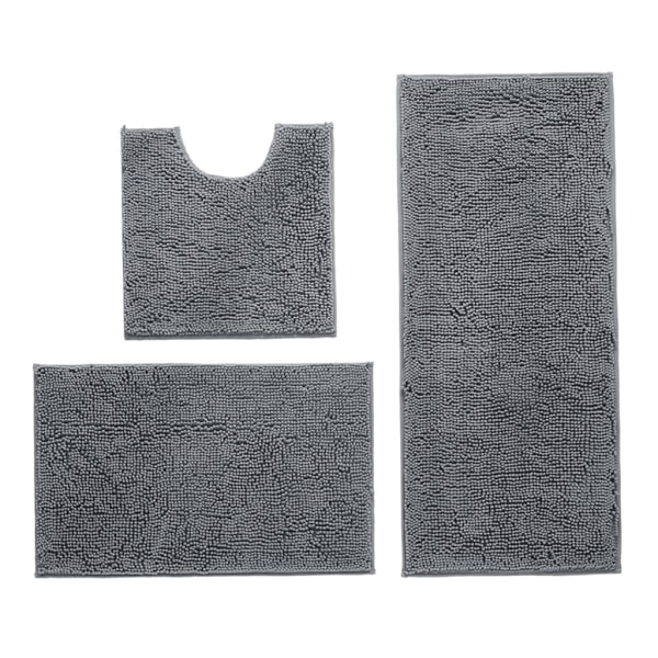 3st badrumsmattor set Chenille badmattor Superabsorberande Shaggy mattor Halkfri toalettmatta för badkar Dusch Fotdyna Mattor C