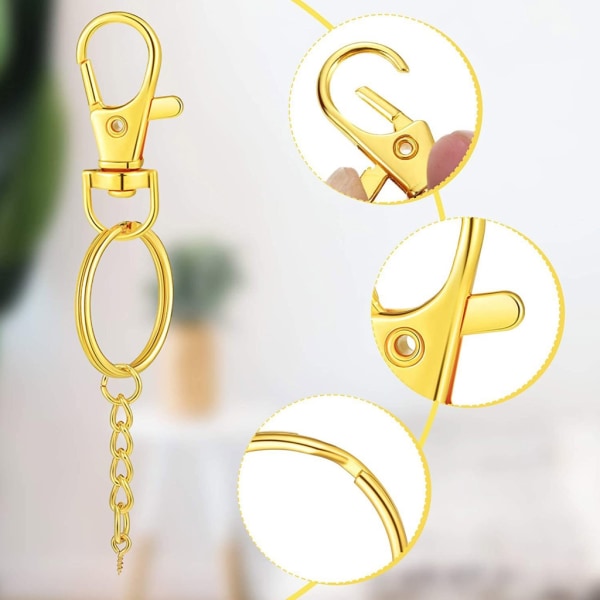 Vridbart spänne set Snapkrok Nyckelring med kedja Metallsnodd Nyckelringshake för Nyckelring Smycken Gör-det-självhantverk