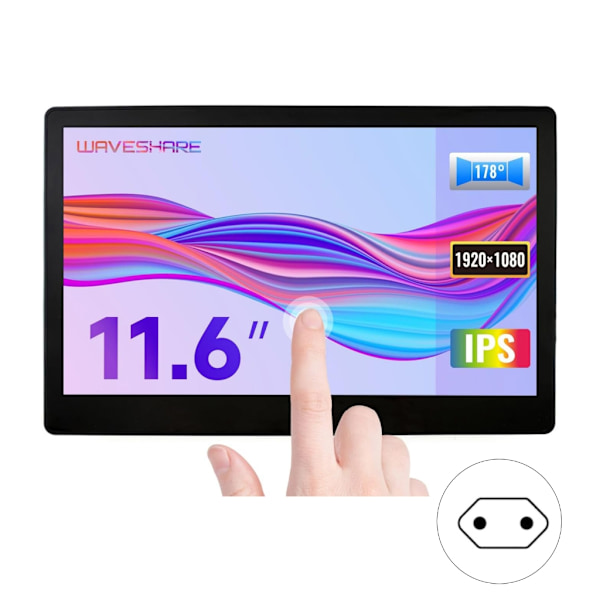 11,6 tuuman LCD-näyttö, korkea resoluutio 1920 x 1080 RaspberryPi4B:lle, tukee useita käyttöjärjestelmiä ja kosketusnäyttöjä, IPS-näytöt