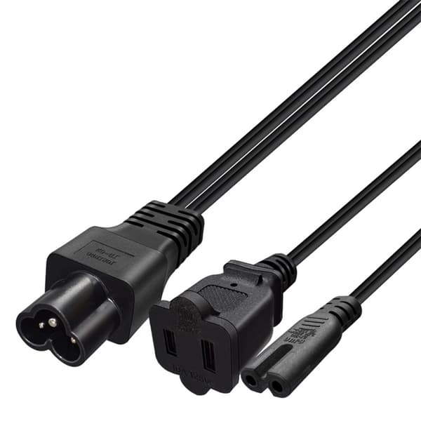 IEC320 C14 til C7 og NEMA 1-15R strømsplitterkabel 0,3 meter kobber til PC UPS