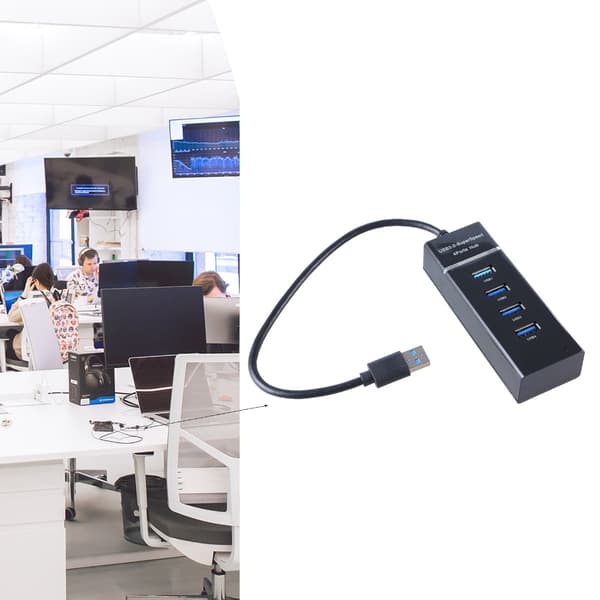 Kompakt 4-ports USB3.0 Hub Højhastighedsdataoverførsel til PC Laptop Tilbehør