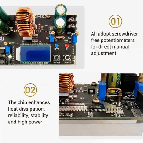 Solarladdning SJ20 300W Synchronous Rectification 20A Automatisk Step Up and Step-down power med display Without display