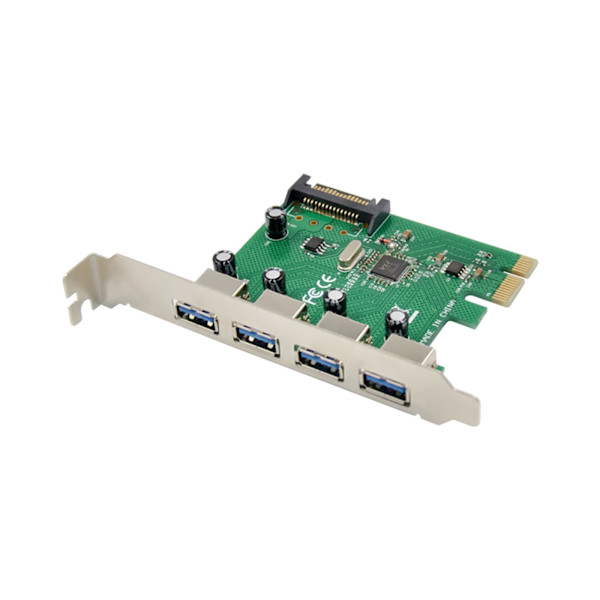 PCI E VL805 Fyrports USB 3.0 Super High-Speed Thermal Control Expansion Card USB HUB, 15PIN power för PC Miner