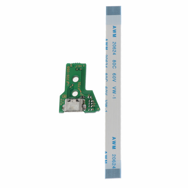 Micro USB Laddningsport Socket Kretskort 12-stifts Flex Ribbon Kabel för JDS-055 Controller