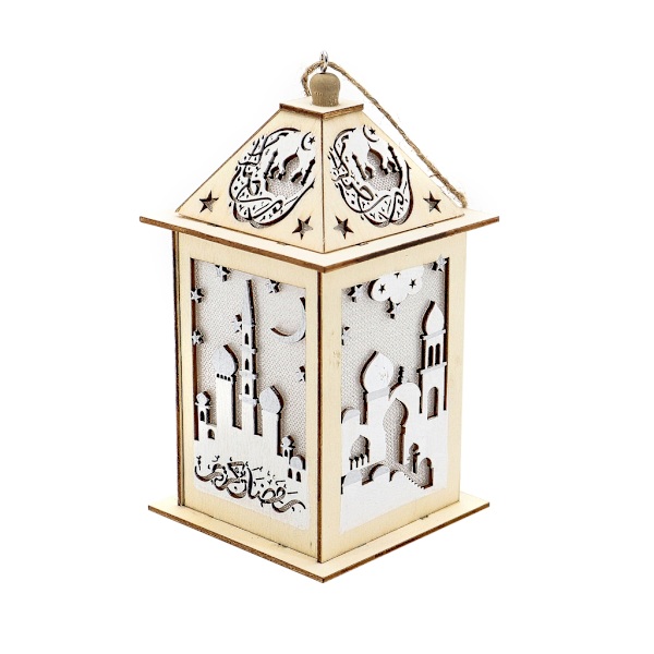 Eid Tre Vindlys Lykt Dekorativ Måne Stjerner Landskapslys Ornament for Festival Innendørs Restaurant Spisestue