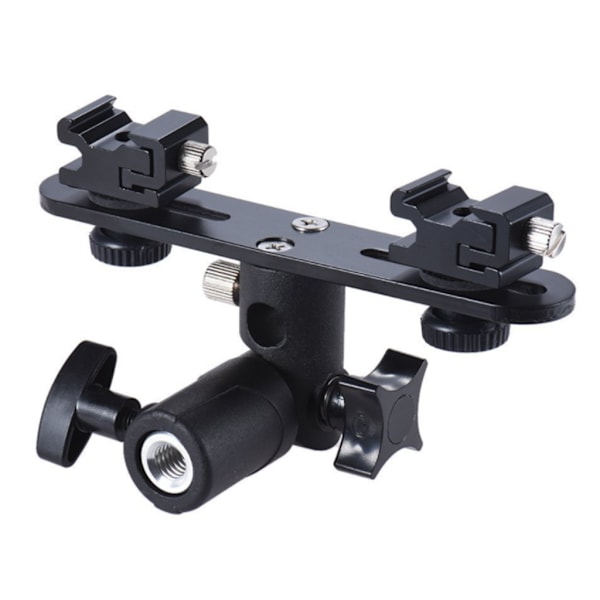 DSLR Dual Flash Bracket 2-Hot Shoe Mount Speedlight Stand Paraply Flash Holdare