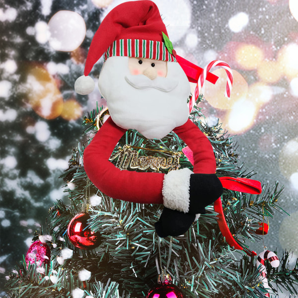 Christmas Tree Topper Santa Claus Snowman Hugger 3D fyllda plyschleksaksprydnad null - A