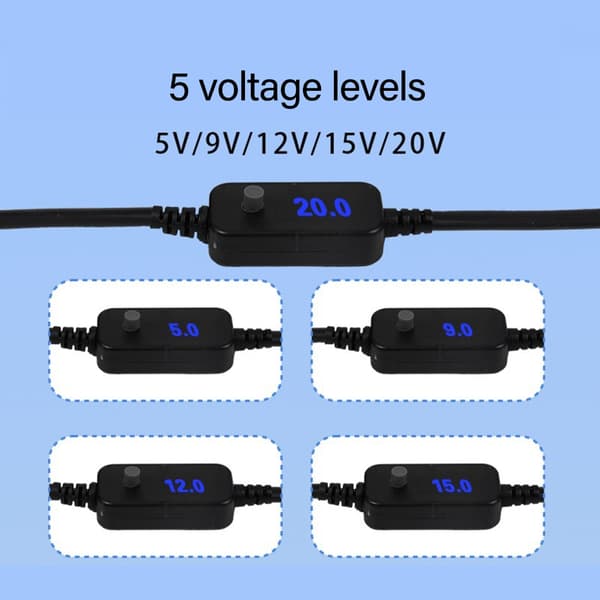 5V til 20V USB C til billaderkontaktkabel for DashCam og LED-lys
