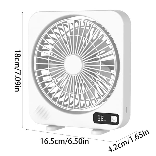 Bærbar ventilator med støjsvag drift, USB-genopladelig skrivebordskøleventilator til kontoret