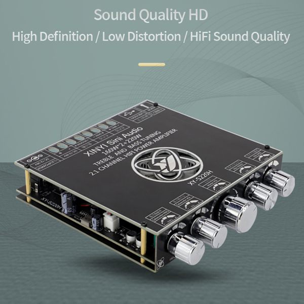 2.1-kanals TDA7498 Bluetooth-kompatibelt power 160Wx2+220W power BT, AUX,U-diskingångar
