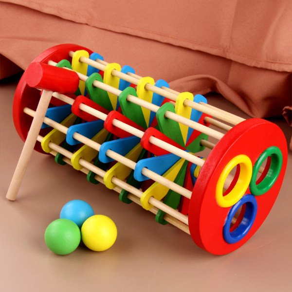 Träboll droppe hamra leksak Färgglad stege hammare knackning tidig pedagogisk klassisk dunkande trappor leksak för barn baby