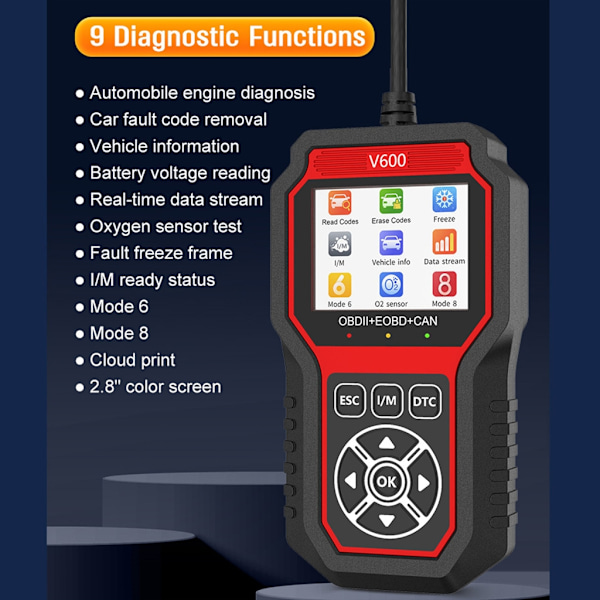 Universal Bil Diagnostikverktyg Portabel Auto Scanner V600 för Motorfelkoder