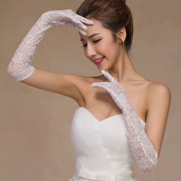 Lange blondehandsker til kvinder, elegante sommerprinsessehandsker til formelle og festlige bryllupper