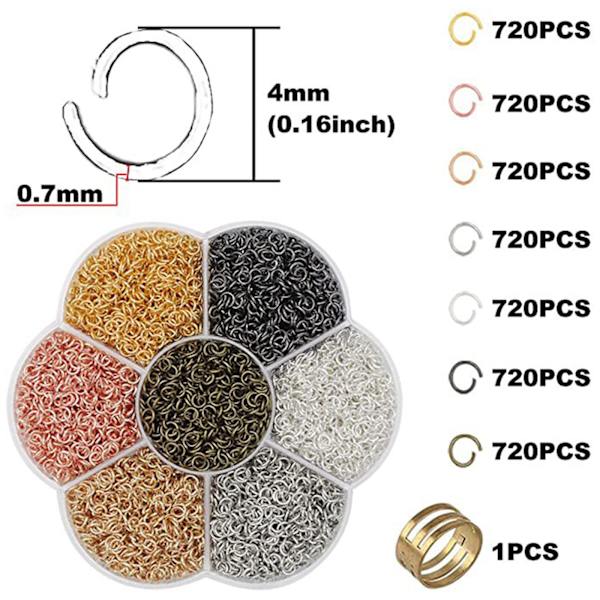 Avoin hyppyrengas 4/6/8 mm setti metalliset jaetut rengasliittimet tarvikkeet
