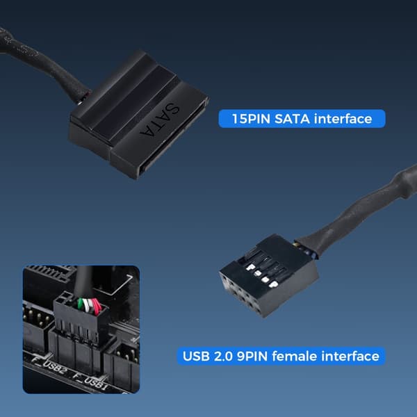 USB 9Pin USB2.0 Hunn Header Splitter 1 til 4 Forlengelseskabel Adapter 9Pin