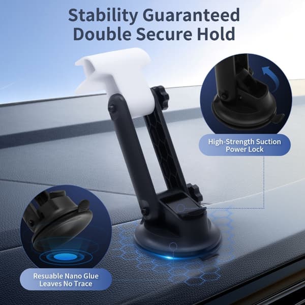 Bil Sugekoppfeste 360 Roterbart Ledd ABS Dashbordholder for Navigasjon