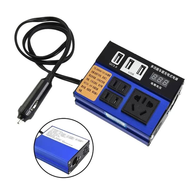 Strømomformer for lastebil, bil, laderadapter, konverterer 12V/24V til 110V/220V