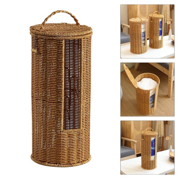 Multifunktionel Opbevaringskurv til Badeværelse Håndvævet Tissue Holder Organizer