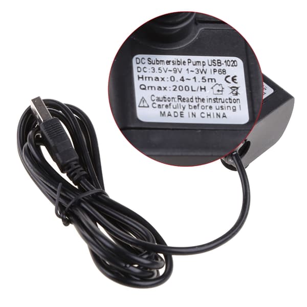DC3.5V-9V 3W USB Vandpumpe, Stille Mini Springvand Vandpumpe