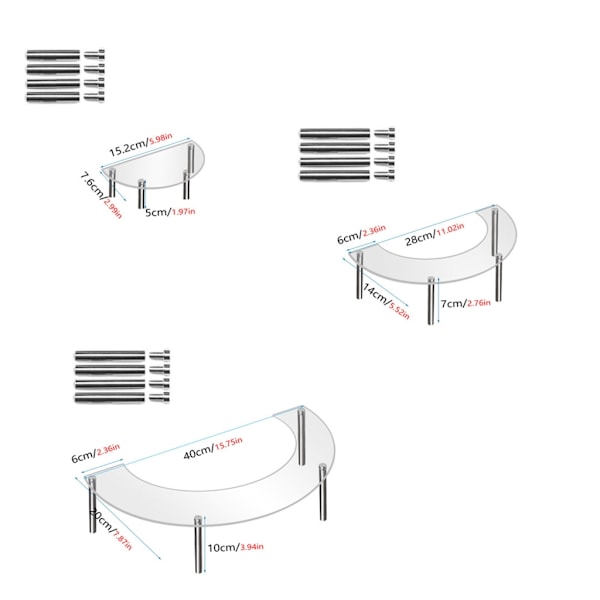 3 st/set Akryl Tårta Display Ställ Multifunktion Dekorativ Stativ Hållare Clear