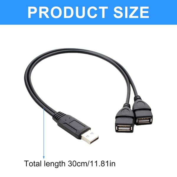 2 i 1 USB-splitterkabel Bärbar USB2.0-kabel för laddning och dataöverföring
