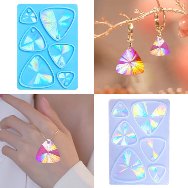 Holografisk hartssilikonform DIY triangel örhängen nyckelringhänge gjutform Clear