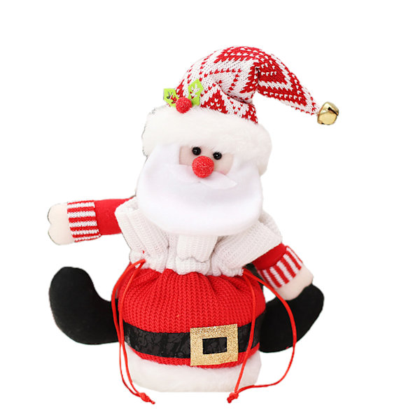 Julklappspåse för Docka Dragsko Tomte Snögubbe Älg Påsar Handhållen för Barn Festival Godis Kex Förpackning