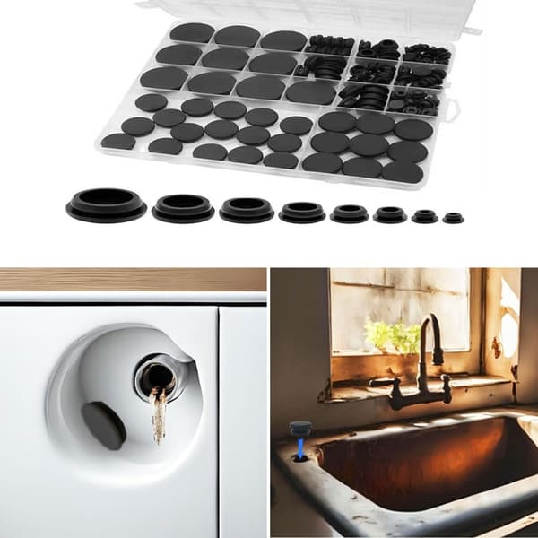 Pakke med 125 elastiske silikonepropper til 1/5\" 1/4\" 3/8\" 1/2\" 5/8\" 3/4\" 1\" huller