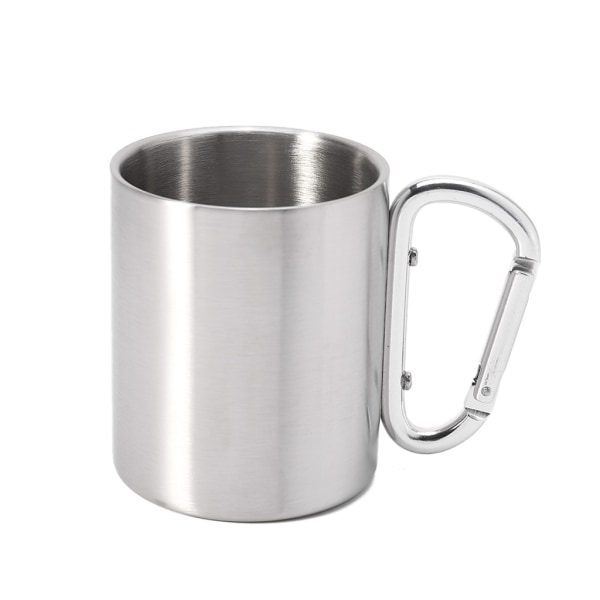220ml DIY Anpassningsbar Resemugg i Rostfritt Stål med D-Ring Karbinhake Handtag Vatten Kaffekopp för Utomhuscamping