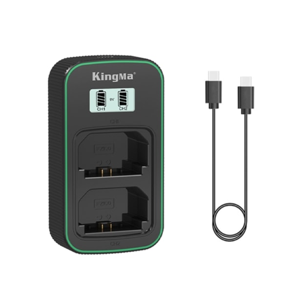 Dobbel Batterilader NPFZ100 Bærbar Reiseladeløsning med LCD-Skjerm for A7M3 A7M4 A7C Kameraer