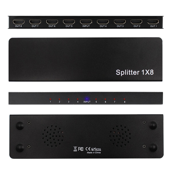 1 In 8 Out 1x8 HDMI-kompatibel Switch Splitter Converter Box Switcher Selector för DVD för PS3 HDTV 4K 30Hz Adapter EU