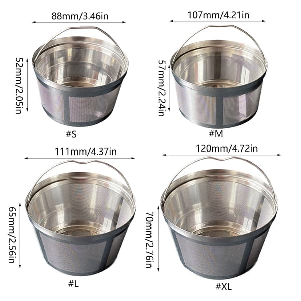 Holdbar 304 rustfrit stål kaffefilterkurv til espressomaskiner Serves 6