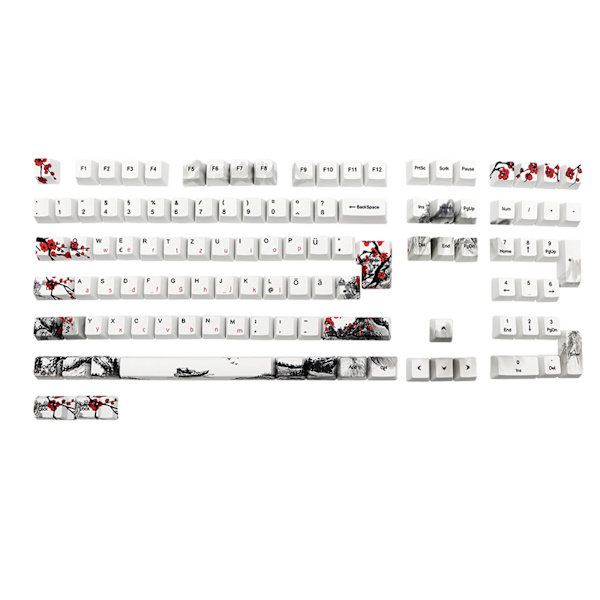 Tangentbordstangenter Plum Blossom Tangentbordstangenter 111-tangenters OEM PBT Femsidors Sublimering Finska Franska Tyska För Mekaniskt Tangentbord